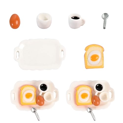 Kotkiddy Puppenhaus Miniatur Frühstück, Mini Lebensmittelmodell, Miniatur Küche Zubehör Lebensmittel, Mini Brot Milch Eier Tassen Teller Löffel Puppenhaus Dekoration Kotkiddy Puppenhaus Miniatur Frühstück, Mini Lebensmittelmodell, Miniatur Küche Zubehör Lebensmittel, Mini Brot Milch Eier Tassen Teller Löffel Puppenhaus Dekoration von Kotkiddy