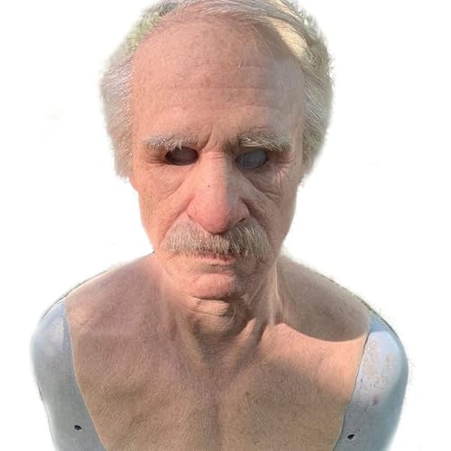 Kouamor 3D Silikon Old Man Masks, Silikon Masken für Erwachsene, Latexmaske für Männer, Realistische Masken, Realistische Masken Vollkopf, Halloween Gruselige Latexmasken, Gruselige Halloween Kostüme von Kouamor