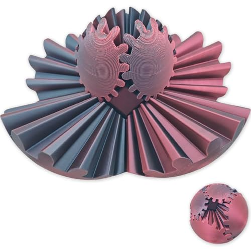 GearSphere - Das Steampunk-Wirbelwunder-Fidget, Zahnradball 3D-Gedruckter Zahnradball, Spin-Ball Oder Cube-Fidget-Spielzeug, Zahnradkugel, Stressball, Fidget-Ball, Angstlinderung (Gray&Pink) von Koufeil