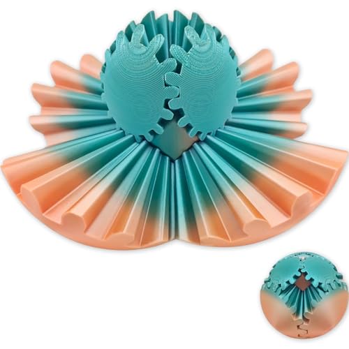 GearSphere - Das Steampunk-Wirbelwunder-Fidget, Zahnradball 3D-Gedruckter Zahnradball, Spin-Ball Oder Cube-Fidget-Spielzeug, Zahnradkugel, Stressball, Fidget-Ball, Angstlinderung (Green&Orange) von Koufeil