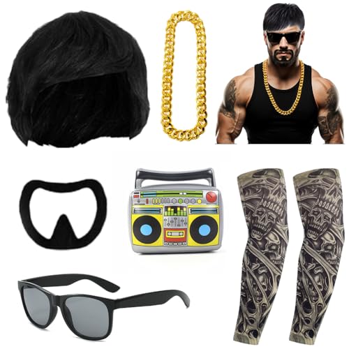 Erwachsenen Ibiza Final Boss Kostüm Zubehör Set,Lustiges Verkleidungsset mit Perücke,Sonnenbrille,Goldkette,Bart&aufblasbarem Boombox,Party Outfit für Junggesellenabschied,Festivals&90er Jahre Motto Erwachsenen Ibiza Final Boss Kostüm Zubehör Set,Lustiges Verkleidungsset mit Perücke,Sonnenbrille,Goldkette,Bart&aufblasbarem Boombox,Party Outfit für Junggesellenabschied,Festivals&90er Jahre Motto von Kouipoie