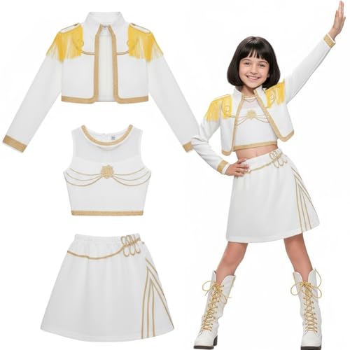 Hunters Cosplay Kostüm Kinder,Kpop Hunters Ru-mi Kostüm mit Jacke,Shorts & T-Shirt,Kpop Demon Cosplay Halloween Kostüme für Kinder,Mädchen Geburtstagsgeschenk (D, 130CM) von Kouipoie