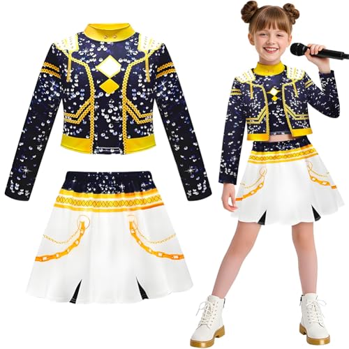 Hunters Cosplay Kostüm Kinder,Kpop Hunters Ru-mi Kostüm mit Jacke,Shorts & T-Shirt,Kpop Demon Cosplay Halloween Kostüme für Kinder,Mädchen Geburtstagsgeschenk (I, 150CM) von Kouipoie
