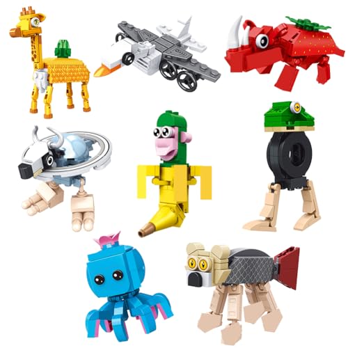 Kouipoie Brainrot Spielzeug Bausteine FüR Kinder Und Erwachsene,Tralalero Shark Bausteine,Lustiges Weird Stuff Zum Sammeln,Kreatives Spielzeug,T Tung Tung Sahur Geschenkset(474PCS) von Kouipoie
