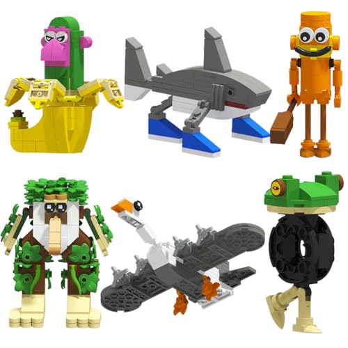 Kouipoie Italian Brainrot Spielzeug Bausteine FüR Kinder Und Erwachsene,Tralalero Tralala Shark Bausteine,Lustiges Weird Stuff Zum Sammeln,Kreatives Spielzeug,Tung Tung Sahur Geschenkset (6PCS B) von Kouipoie