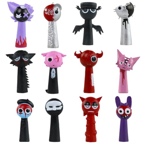 Kouipoie Sprunki Spielzeugfiguren Set, Bunte Sprunki Action Figures für Kinder und Erwachsene, Gamer und Deko, Ideal für Weihnachten und Geburtstage (E-12PCS) von Kouipoie