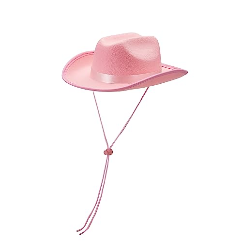 Cowboyhut für Kinder, Western-Cowgirl-Hut mit verstellbaren Trägern, breite Krempe, Kostüm-Cowboyhüte für Mädchen und Jungen (Rosa-1, Einheitsgröße) von Kouoybt