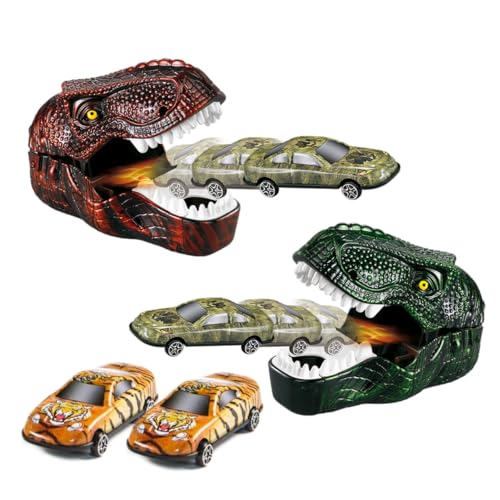Kovot Dinosaurier-Auto-Shooter-Spielset: 2 Dino-Köpfe & 4 Klick- & Schießautos enthalten von Kovot
