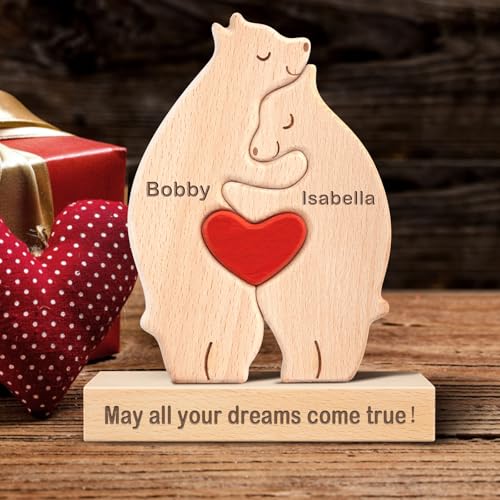 Kowlone Personalisiertes Holzkunstpuzzle der Bärenfamilie Geschenk mit 1-8 Namen, We Are One Holz Bär Tier Skulpturen Desktop Ornament Heim Tischdekoration Ideen für Weihnachts Jubiläum Geburtstag Kowlone Personalisiertes Holzkunstpuzzle der Bärenfamilie Geschenk mit 1-8 Namen, We Are One Holz Bär Tier Skulpturen Desktop Ornament Heim Tischdekoration Ideen für Weihnachts Jubiläum Geburtstag von Kowlone