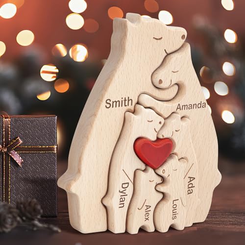 Kowlone Personalisiertes Holzkunstpuzzle der Bärenfamilie Geschenk mit 1-8 Namen, We Are One Holz Bär Tier Skulpturen Desktop Ornament Heim Tischdekoration Ideen für Weihnachts Jubiläum Geburtstag Kowlone Personalisiertes Holzkunstpuzzle der Bärenfamilie Geschenk mit 1-8 Namen, We Are One Holz Bär Tier Skulpturen Desktop Ornament Heim Tischdekoration Ideen für Weihnachts Jubiläum Geburtstag von Kowlone