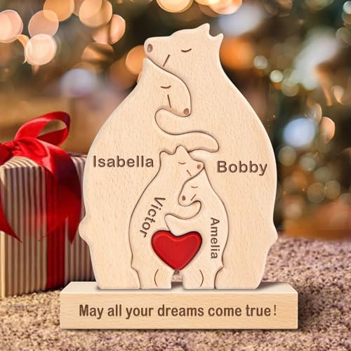 Personalisiertes Holzkunstpuzzle der Bär Familie mit 1-8 Namen, benutzerdefinierte Familienname Skulptur Jigsaw, Tier Dekorativ Ornament Ideen für Geburtstag Weihnachten Jubiläum Muttervatertag Personalisiertes Holzkunstpuzzle der Bär Familie mit 1-8 Namen, benutzerdefinierte Familienname Skulptur Jigsaw, Tier Dekorativ Ornament Ideen für Geburtstag Weihnachten Jubiläum Muttervatertag von Kowlone