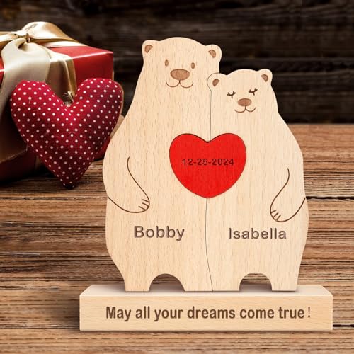Personalisiertes Holzkunstpuzzle der Bär Familie mit 1-8 Namen, benutzerdefinierte Familienname Skulptur Jigsaw, Tier Dekorativ Ornament Ideen für Geburtstag Weihnachten Jubiläum Muttervatertag Personalisiertes Holzkunstpuzzle der Bär Familie mit 1-8 Namen, benutzerdefinierte Familienname Skulptur Jigsaw, Tier Dekorativ Ornament Ideen für Geburtstag Weihnachten Jubiläum Muttervatertag von Kowlone