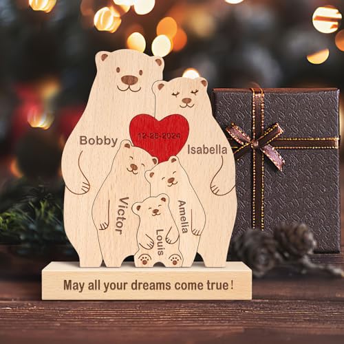 Personalisiertes Holzkunstpuzzle der Bär Familie mit 1-8 Namen, benutzerdefinierte Familienname Skulptur Jigsaw, Tier Dekorativ Ornament Ideen für Geburtstag Weihnachten Jubiläum Muttervatertag Personalisiertes Holzkunstpuzzle der Bär Familie mit 1-8 Namen, benutzerdefinierte Familienname Skulptur Jigsaw, Tier Dekorativ Ornament Ideen für Geburtstag Weihnachten Jubiläum Muttervatertag von Kowlone