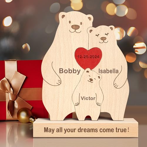 Personalisiertes Holzkunstpuzzle der Bär Familie mit 1-8 Namen, benutzerdefinierte Familienname Skulptur Jigsaw, Tier Dekorativ Ornament Ideen für Geburtstag Weihnachten Jubiläum Muttervatertag Personalisiertes Holzkunstpuzzle der Bär Familie mit 1-8 Namen, benutzerdefinierte Familienname Skulptur Jigsaw, Tier Dekorativ Ornament Ideen für Geburtstag Weihnachten Jubiläum Muttervatertag von Kowlone