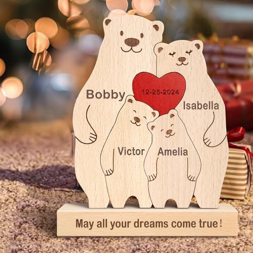 Personalisiertes Holzkunstpuzzle der Bär Familie mit 1-8 Namen, benutzerdefinierte Familienname Skulptur Jigsaw, Tier Dekorativ Ornament Ideen für Geburtstag Weihnachten Jubiläum Muttervatertag Personalisiertes Holzkunstpuzzle der Bär Familie mit 1-8 Namen, benutzerdefinierte Familienname Skulptur Jigsaw, Tier Dekorativ Ornament Ideen für Geburtstag Weihnachten Jubiläum Muttervatertag von Kowlone