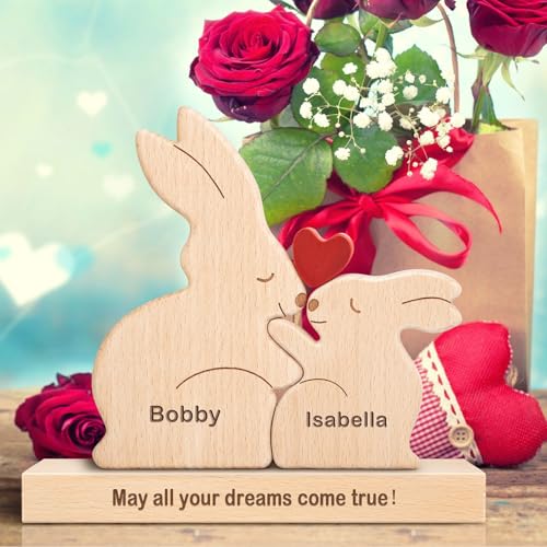 Personalisiertes Holzkunstpuzzle der Kaninchen Familie mit 1-8 Namen, benutzerdefinierte Familienname Skulptur Jigsaw, Tier Dekorativ Ornament Ideen für Geburtstag Weihnachten Jubiläum Muttervatertag Personalisiertes Holzkunstpuzzle der Kaninchen Familie mit 1-8 Namen, benutzerdefinierte Familienname Skulptur Jigsaw, Tier Dekorativ Ornament Ideen für Geburtstag Weihnachten Jubiläum Muttervatertag von Kowlone