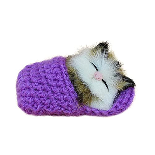 Süße schlafende Katze Hausschuhe klingende Simulation Plüschtier Dekor Kinder Geschenk Puppen & Stofftiere Waldtier Plüschtier (Purple, One Size) von Kpfdyt