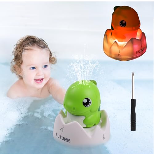 Kqpoinw Baby Badespielzeug Wasserspielzeug, Dinosaurier Leuchtendes Spray Induction Badewannenspielzeug ab 1 Jahr, Wasserdichtes Design Badespielzeug Baby ab 1 2 3 4 5 Jahr, Kinder Geschenke(Hellgrün) von Kqpoinw