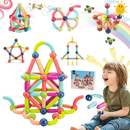 Kraeoke 84 Stück Magnetische Bausteine Spielzeug Magnetspielzeug Magnet Bausteine Magnetspiel Tolle Geburtstagsgeschenke Für Jungen und Mädchen ab 3 Jahre von Kraeoke