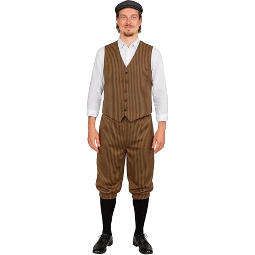 20er Jahre Kostüm Hans Knickerbocker & Weste für Herren Gr. 48-58 Braun Gestreift Fasching Karneval (52/54) von Krause & Sohn