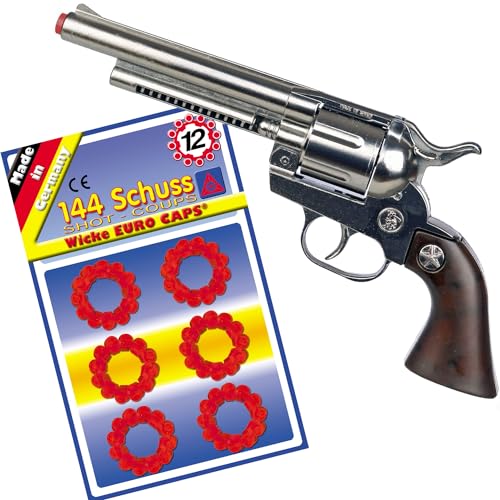 Hochwertige Pistole Revolver Gewehr inkl. 144 Schuss-Munition Polizei Cowboy für Kinder & Erwachsene Kostüm-Zubehör (Cowboy Revolver) von Krause & Sohn