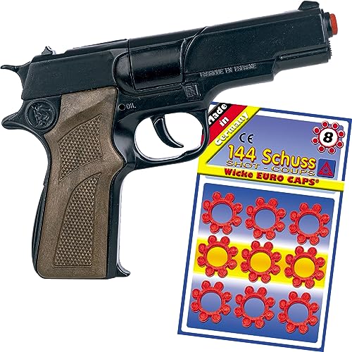 Hochwertige Pistole Revolver Gewehr inkl. 144 Schuss-Munition Polizei Cowboy für Kinder & Erwachsene Kostüm-Zubehör (Polizei Pistole) von Krause & Sohn