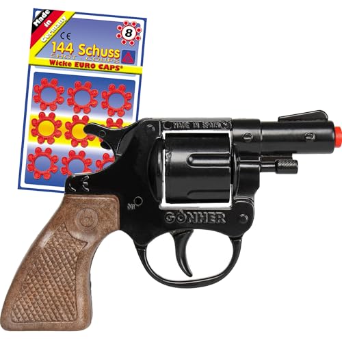 Hochwertige Pistole Revolver Gewehr inkl. 144 Schuss-Munition Polizei Cowboy für Kinder & Erwachsene Kostüm-Zubehör (Polizei Pistole 13 cm) von Krause & Sohn