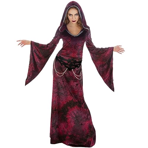 Hohe Priesterin Kostüm Halloween Hexe für Damen Gr. L Kleid Mittelalter weinrot Fasching Karneval von Krause & Sohn