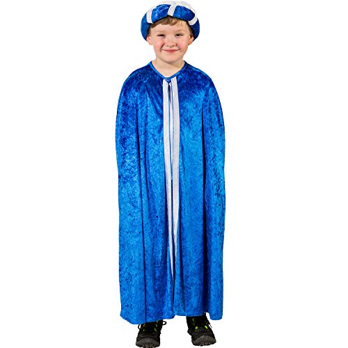Kinder Kostüm Heilige Drei Könige Set Umhang mit Turban Krippenspiel Fasching Karneval (blau) von Krause & Sohn