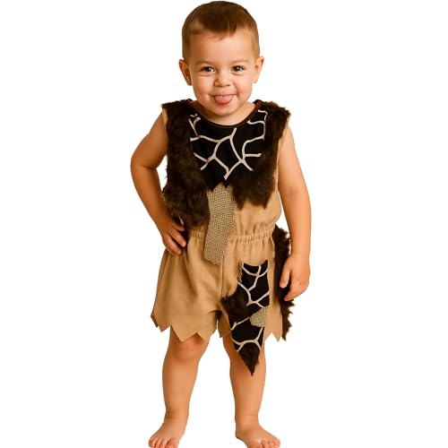 Kinderkostüm Steinzeit Junge Gr. 116 Kleid braun Neandertaler Urmensch Karneval von Krause & Sohn