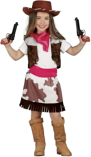 Fiestas GUiRCA Rosa Cowgirl Kostüm Mädchen - Alter 7-9 Jahre - Rodeo Girl Cowboy Kostüm Kinder - Wilder Westen Länder Kostüm für Karneval, Fasching, Fastnacht, Indianer Kostüm Kinder Party von Fiestas GUiRCA