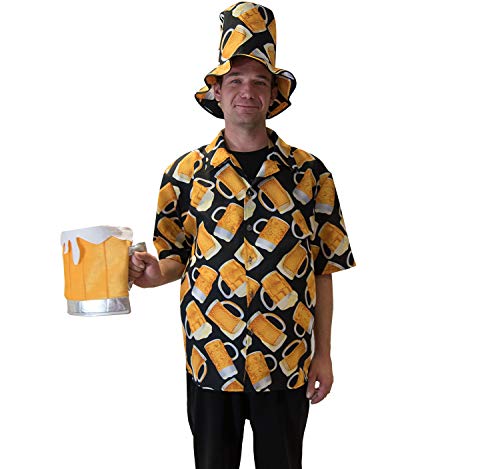 Krause & Sohn Bier Kostüm für Männer verschiedene Größen und Ausführungen (Hawaii-Hemd mit Hut/Größe 58) von Krause & Sohn