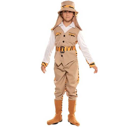 Krause & Sohn Dschungel Kostüm Wendekostüm Jäger & Tiger 2-in-1 Safari-Abenteuer für Kinder 5-9 Jahre Tiger Kostüm Fasching Karneval Halloween (5-6 Jahre) von Krause & Sohn