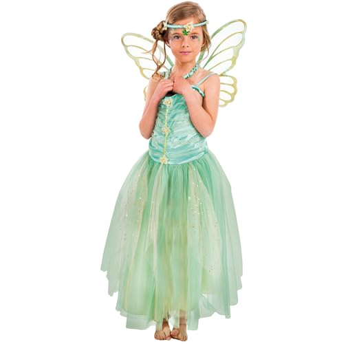 Krause & Sohn Fee Kostüm Elvina Kleid mit Flügel für Kinder Gr. 104-152 pastellgrün Elfe Fasching Karneval Kindergeburtstag (128) von Krause & Sohn