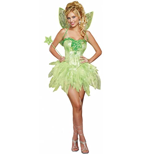 Krause & Sohn Fee Kostüm grüne Elfe Milaileé für Damen Größe S-L Kleid mit Flügel Fasching Karneval (Large) von Krause & Sohn