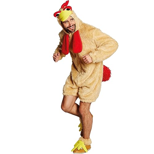 Krause & Sohn Hahn Kostüm Chris Chicken für Herren Gr. S-XXL braun Tier Fasching Karneval JGA witziges Tierkostüm (M) von Krause & Sohn