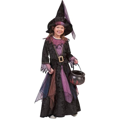 Krause & Sohn Hexen Kostüm Halloween Mitternacht Kleid mit Hexenhut für Kinder Gr. 104-152 Fasching Karneval (140) von Krause & Sohn