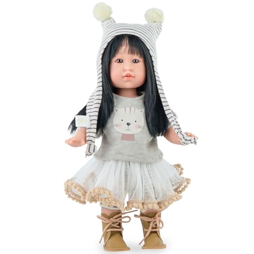 Krause & Sohn Hochwertige Puppe Spielpuppe mit Weichkörper, Schnuller, Bekleidung und Haaren Schlafaugen Spielzeug - Auswahl (Sia Misaki - 30 cm) von Krause & Sohn