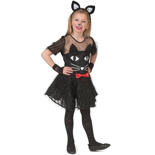 Krause & Sohn Katzen Kostüm Kitty Lucy für Kinder Gr. 104-140 Schwarz Tier schwarze Katze Halloween Fasching Karenval Tierkostüm Geburtstag (140) von Krause & Sohn