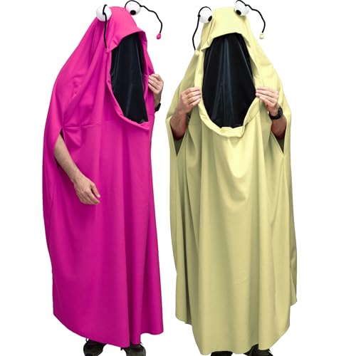 Krause & Sohn Monster Kostüm Geist für Erwachsene Einheitsgröße Tunika 174 cm lang Paarkostüm Gruppenkostüm Fasching Karneval Halloween (Koko Creme Weiß & Kuki Pink) von Krause & Sohn
