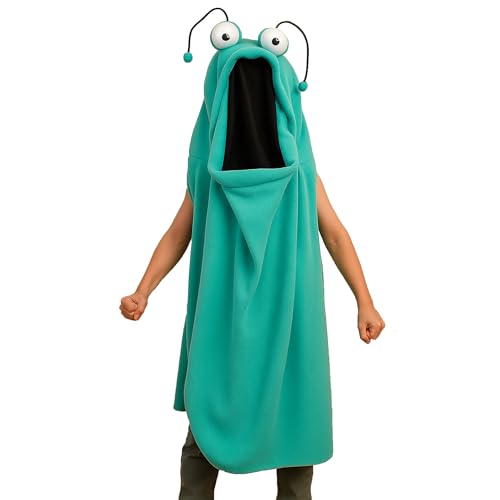 Krause & Sohn Monster Kostüm Geist mit beweglichem XXL-Mund für Kinder Halloween Fasching Karneval Gruppenkostüm (Türkis) von Krause & Sohn