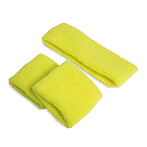 Krause & Sohn Neon Gelb Einheitsgröße Stirnband und Pulswärmer für Erwachsene, unisex, Multisport, junge Erwachsene, Sportler, Outdoor-Enthusiasten von Krause & Sohn