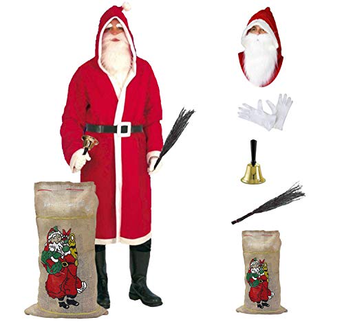 Krause & Sohn Nikolaus-Set Weihnachtsmann Kostüm 6 TLG. Mantel Bart Glocke Rute Jutesack HSch. von Krause & Sohn