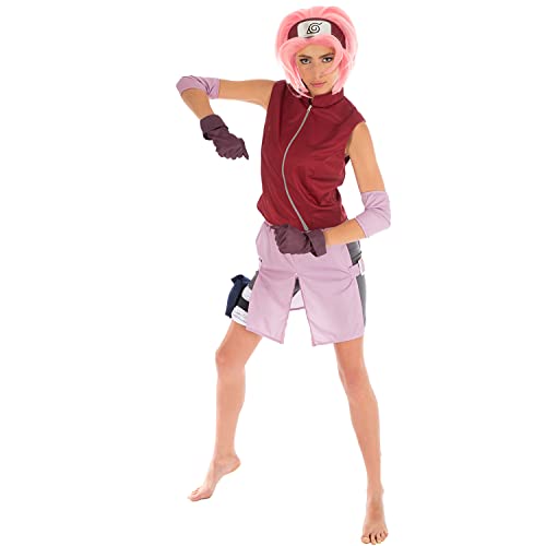 Krause & Sohn Sakura Haruno Kostüm deluxe Naruto für Damen inkl. Perücke Gr. XS-L rosa Fasching (Small) von Krause & Sohn