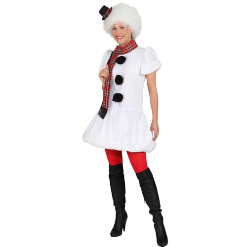 Krause & Sohn Schneefrau Kostüm Kleid mit Schal und Mini-Zylinder für Damen Gr. 36-46 Winter Fasching Karneval Mottoparty (36/38) von Krause & Sohn