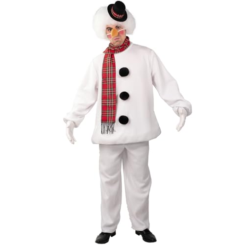 Krause & Sohn Schneemann Kostüm Mr. Frosty mit Schal Handschuhen und Mini-Zylinder für Herren Gr. 50-60 Winter Fasching Karneval Mottoparty (58/60) von Krause & Sohn