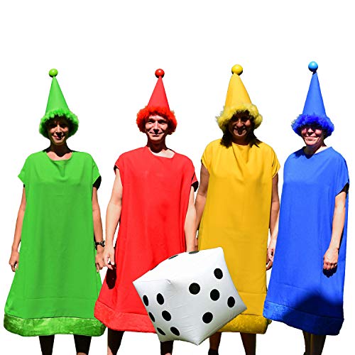 Krause & Sohn Unisex Kostüm für Gruppen Spielfiguren bunt 4 Farben-Set mit aufblasbarem Würfel Spasskostüm von Krause & Sohn