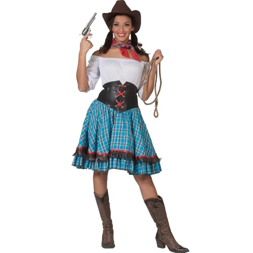 Krause & Sohn Western Kostüm Saloon Woman Betsy Wild West für Damen Gr. 36-42 bunt Kleid kariert Fasching Karneval (40/42) von Krause & Sohn