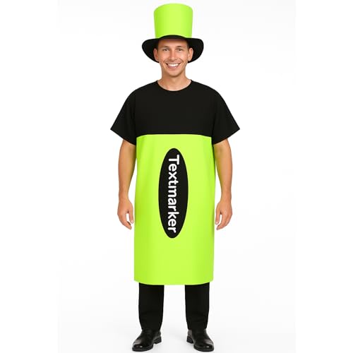 Krause & Sohn XXL Textmarker Kostüm Stift für Erwachsene Onesize Paar- und Gruppenkostüm Fasching Karneval (Grün) von Krause & Sohn