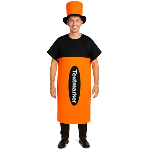 Krause & Sohn XXL Textmarker Kostüm Stift für Erwachsene Onesize Paar- und Gruppenkostüm Fasching Karneval (Orange) von Krause & Sohn